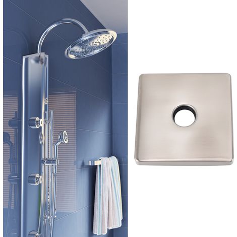 Capuchon de Bras de Douche Carré Universel Décoratif Extra-Large Stainless Steel Flange pour Salle de Bain (1/5)