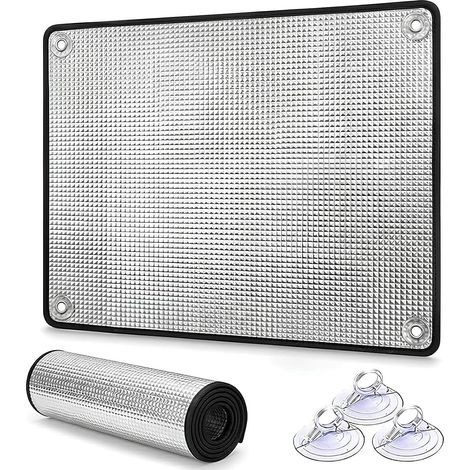 Pellicola termoisolante riflettente alluminizzata per finestre, pannello da 9,0 mm con ventose, protezione solare interna, protezione UV, non richiede foratura (50x70 cm) (1/5)
