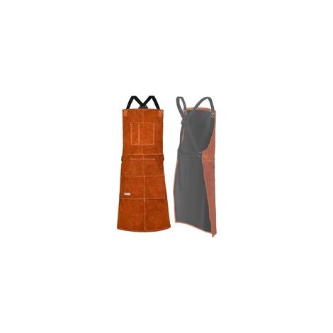 Tablier de Soudeur avec 6 Poches, Tablier de Travail en Cuir Anti-Chaleur Ignifuge, Réglable de M à XXXL, Parfait pour Forgeron, Mécanicien, Atelier (1/5)