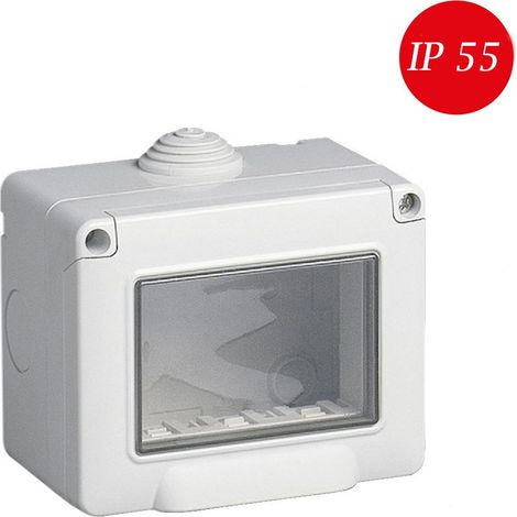 Cassetta con coperchio idrobox per esterno a 3 posti compatibile con matix custodia per interruttori ip55 (1/5)
