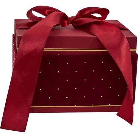 L'Arcolaio Scatola Natalizia Rettangolare in Velluto Medio Velvet Red 18,7x14,7x12,1 Cm