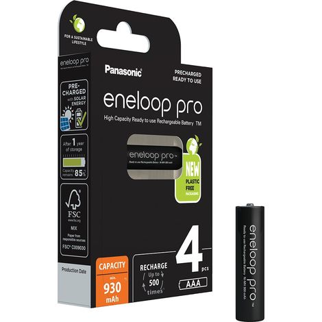 BATTERIA ricaricabile ministilo Panasonic ENELOOP PRO NIMH 930 mAh 4pz