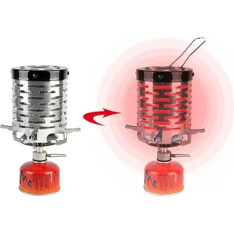 Mini réchaud à gaz portable avec housse intégrée, idéal pour le camping, les pique-niques et les activités de plein air. Chauffage de tente en acier inoxydable, accessoire de camping et réchauds porta (1/4)