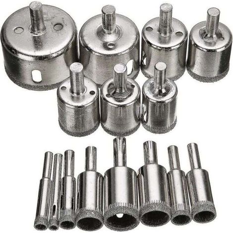 Jeu de forets à revêtement diamant 6mm-50mm, 15 pièces, pour carrelage, marbre, verre, céramique, scie cloche, outils électriques (1/4)