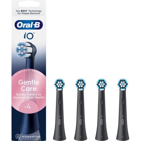 Oral-B iO Gentle Care Bürstenköpfe für elektrische Zahnbürsten, Schwarz, 4 Stück