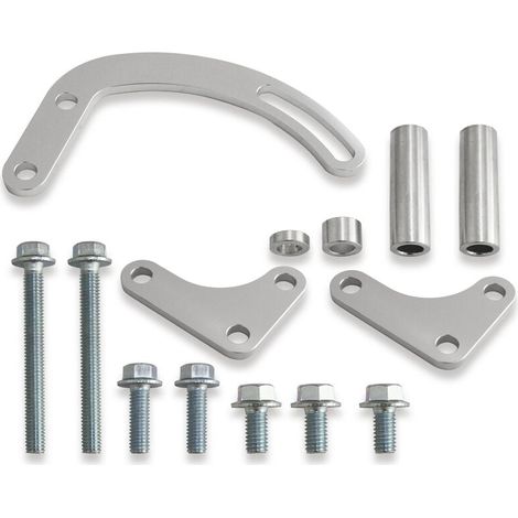 Conjunto de soporte de bomba de dirección asistida SBC de aleación de aluminio ajustable de repuesto para Chevy (plata) (1/5)