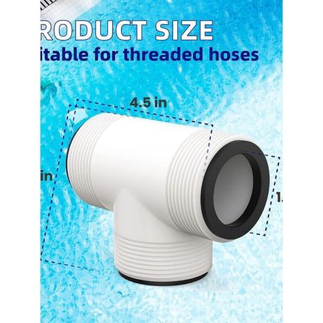 Replacement pool hose fitting for Intex and Coleman, 1.5 inch T fitting for filter pumps, chlorine generators and salt systems with threaded fittings. (1/4)