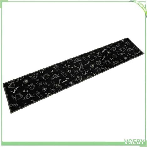 4005586 Tapis de cuisine lavable imprimé Morning noir 60x300 cm velours (1/5)