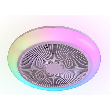 Plafonnier led ventilateur rgbw 20w 2400lm cct 3000 6500k telecommande blanc ip20 - trio holmsund (1/4)
