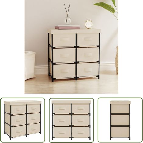 The Living Store Armoire de rangement avec 6 tiroirs 55x29x55 cm Crème Acier - Meuble De Rangement - Armoire De Rangement - Commode - Unité De Rangement - Tiroir (1/5)