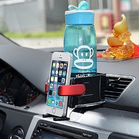 TrAdE Shop Traesio - Supporto Smartphone Porta Bottiglia Per Bocchette Aria Auto Cellulare Antiscivolo -