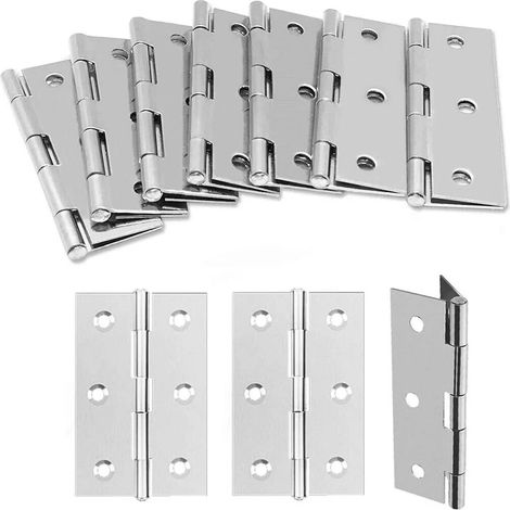 (A) Lot de 10 charnières de porte de 7,6 cm (3 pouces) à roulement à billes, en acier inoxydable résistant à la corrosion, pour une variété de portes (1/5)