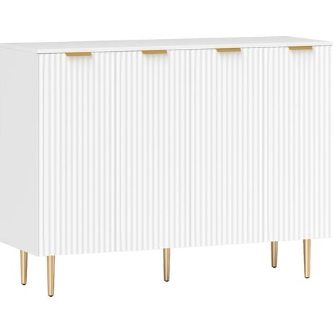 Buffet design 4 portes effet cannelé MANGUADE blanc et métal doré