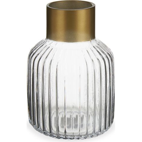 Vase côtelé à décor doré, h. 18 cm (1/2)