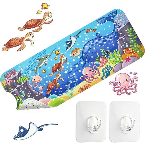 Tapis de Bain Antidérapant pour Enfants, 100x40 cm Tapis de Douche (1/5)