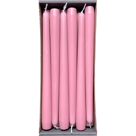 Bougies Coniques - Lot de 12 - Cire Paraffine - Anti-Gouttes - Décoration Table - Rose Antique 25cm (1/5)