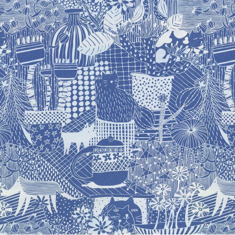 papier peint panoramique chatons bleu - Komar