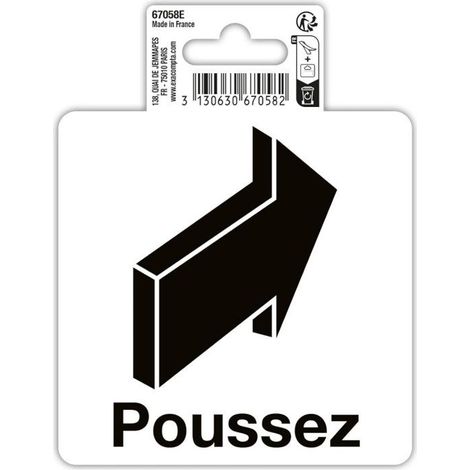 Signalétique adhésive - EXACOMPTA - Poussez - Pictogramme flèche - 10 x 10 cm - PVC (1/2)