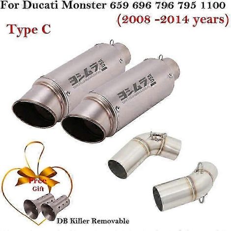 Silencieux d'échappement en fibre de carbone pour moto Ducati Monster 659, 696, 795, 1100, Hypermotard 796, 2008-2014, Db Kil (Type C) (1/5)