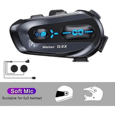 (1 micro souple) Intercom Bluetooth 5.3 EDR 600 m pour casque moto avec partage de musique, appels mains libres et protection anti-interférences pour 6 motards. (1/5)