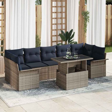 Set Divano da Giardino 8 pcs Grigio Rattan in Polipropilene vidaXL (1/5)