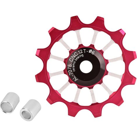 Puleggia deragliatore posteriore – cuscinetto in ceramica – lega di alluminio – rossa – bicicletta – MEIJUN