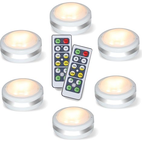 Led Puck Lights - Battery Powered - Wireless Remote Control - Dimmable - Natural White - 6 Pack