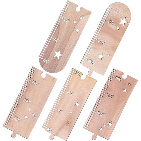 Toise Murale en Bois pour Garçon et Filles 1,5 M Étoiles Décoratives, Règle de Croissance Murale Précise et Naturelle pour Chambre Bébé Garçon Fille, Tableau Mural de Mesure (1/5)