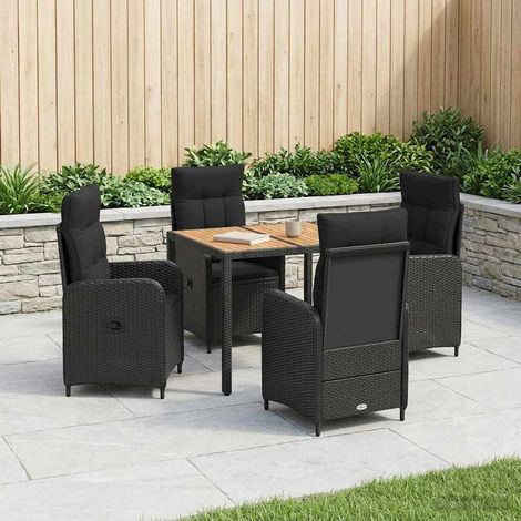 vidaXL Juego de comedor para exteriores 5 uds. Negro (1/5)
