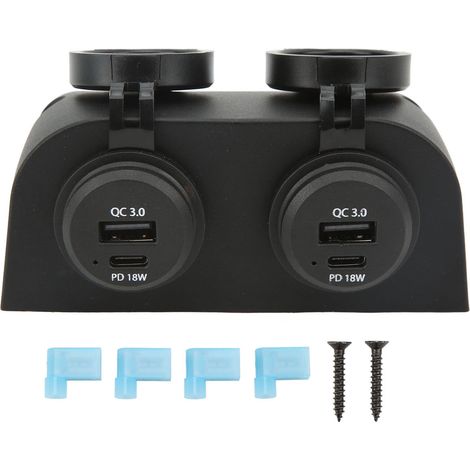 Chargeur Voiture Double Port PD 18W QC 3.0 Étanche Prise Allume-Cigare pour Moto Camping-car Bateau 10-30V (1/5)