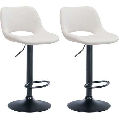 Taburetes de bar sillas altas x2 con reposapiés de terciopelo crema base de metal negro 100004079