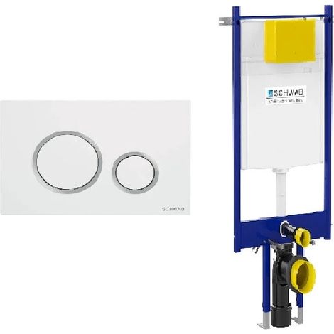 FLUIDMASTER Placca Vela bianco con anello cromo lucido + Modulo autoportante per wc sospeso duplo 199 codice prod: P47-0201-0250 T02-2116-0250 (1/3)