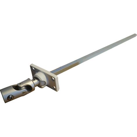 Sortie de caisson 45° femelle Ø12 mm – Sortie carré 7 mm – Longueur tige 305 mm – Cardan en aluminium pour manœuvre de volet roulant – Geiger