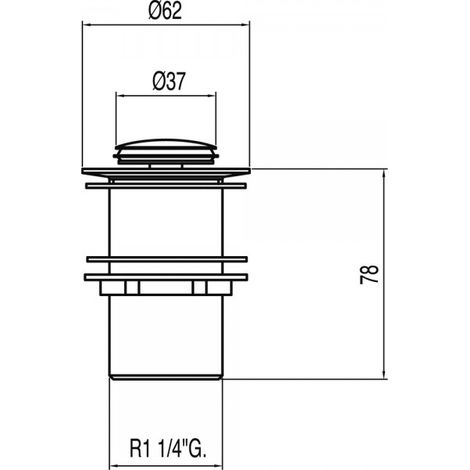 Bonde de lavabo sans trop‑plein Ø 37 mm CLICK‑CLACK - TRES 13454070 (1/2)