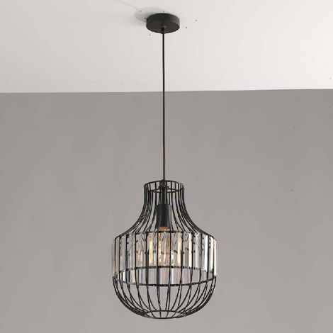 Fan Europe OPIUM Drahtgestell Pendelleuchte Schwarz 30x36,4cm (1/3)