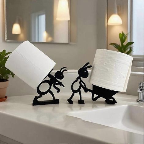 Étagère décorative en forme de fourmi, accessoire de salle de bain moderne, porte-rouleau de papier toilette, idéal pour les pendaisons de crémaillère et la décoration intérieure. (1/5)