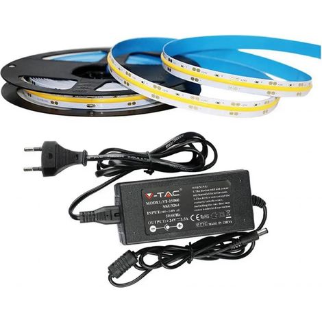 Kit de tira LED V-TAC 280 COB Blanco Frío 10W IP20 DC24V 800LM/M (2654+3264) (1/5)
