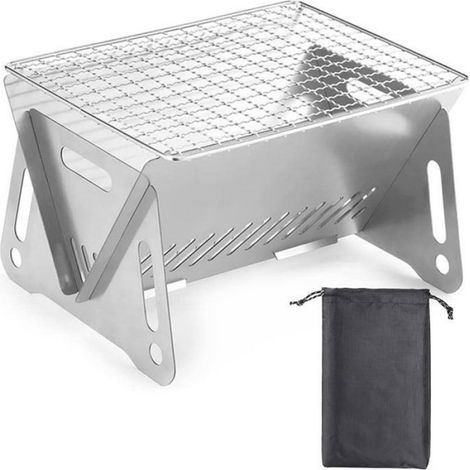 Barbecue à charbon - Mini fumoir à charbon - Barbecue à charbon pliable - Barbecue portable - Barbecue de camping portable - (1/4)