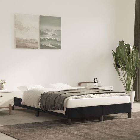 Lit double-120 x 200 cm, Cadre de lit, Lit adulte, Structure de lit noir Velours PDKEI59184 (1/5)