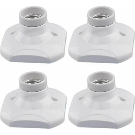 E27-Fassung für LED-Lampen, Keramik-E27-Fassung mit Kunststoffsockel, weiße E27-Wandfassung mit Ring für Eingangsbereich-/Decken-/Balkonbeleuchtung, 4er-Pack (1/5)