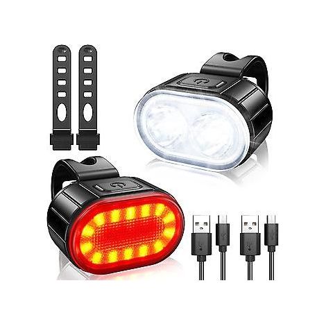 Fahrradbeleuchtungsset, leistungsstarkes LED-Fahrradbeleuchtungsset, wasserdichte Fahrradbeleuchtung IPX5, USB-aufladbar, Vorder- und Rücklicht für Rennräder für Damen und Herren (1/4)