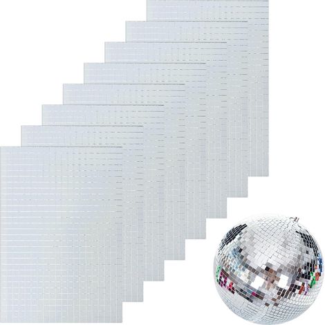 4800 Pièces Miroirs Auto-Adhésifs Carreaux de Mosaïque, acettes Disco a Coller, 5 x 5 mm Mini Autocollants Carrés en Mosaïque de Verre pour Cuisine, Restaurant, DIY Disco Party Decor, Muraux (1/5)