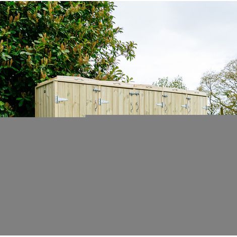 Shireburn 1 Wheelie Bin/8 Recycle Box Store - L80.4 x W308.5 x H120 cm - Fits 1x 180L or 1x 240L Wheelie Bins & 8x Recycle Boxes