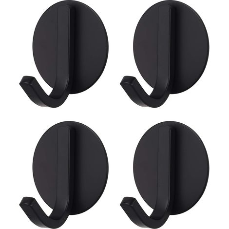 Gancho Adhesivo Fuerte De Acero Inoxidable Negro MINKUROW (1 Gancho X 4 Piezas) (1/5)