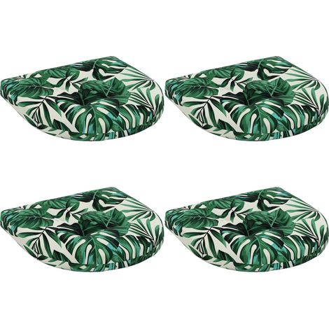 Coussins de siège 4 pièces 4 pc 100 % polyester Motif feuilles