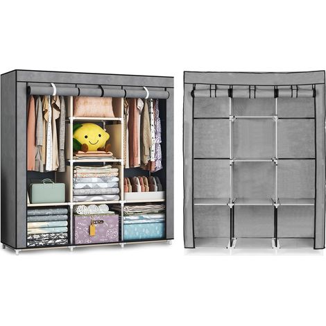 Textilgarderobe - eine groe stoffgarderobe mit regalen fur kleidung und schuhe 8547