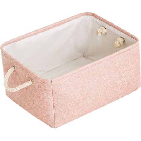 Panier De Rangement Pliable En Lin Coton Gris - Poignée En Corde - Pour Chambre Salle De Lavage Bureau Voiture - 1 Pièce (1/5)