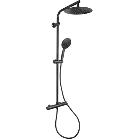 Differnz thermoline ensemble de douche thermostat rond noir mat (1/5)