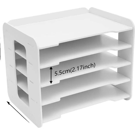 Organizzatore da scrivania a 5 ripiani, struttura resistente, colore BIANCO (1/2)