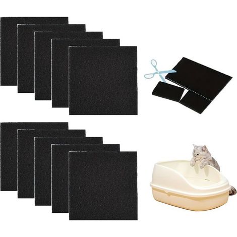 10 filtres charbon actif, adsorption odeurs, filtration air litière chat, pour bac à litière, compost et poubelles